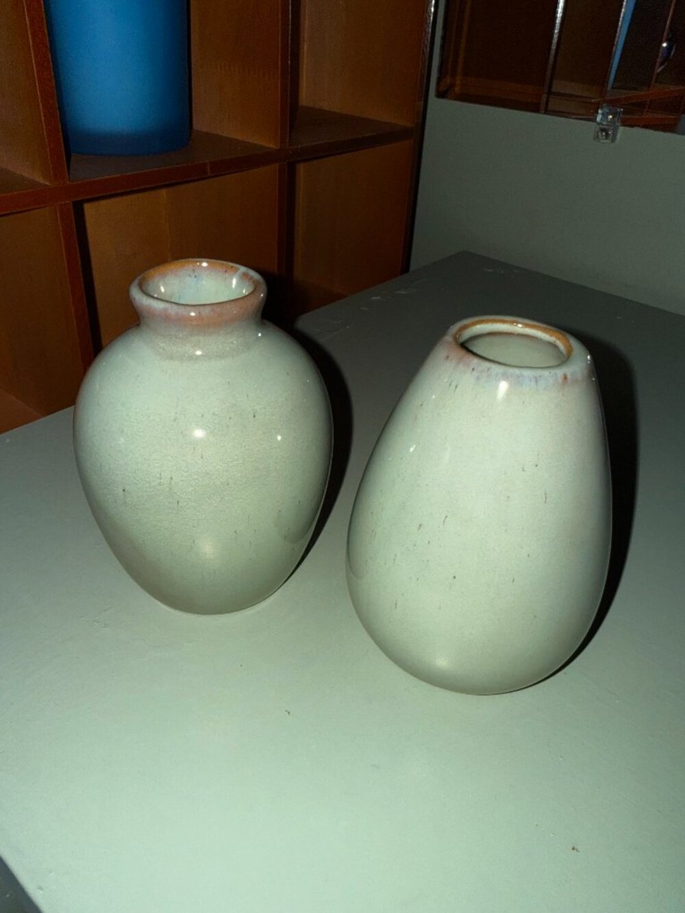 Sea Foam Green Ceramic Glazed Flower Vase, Bud Vases, 4" x 3" Set of 2 - Picture 5 of 6